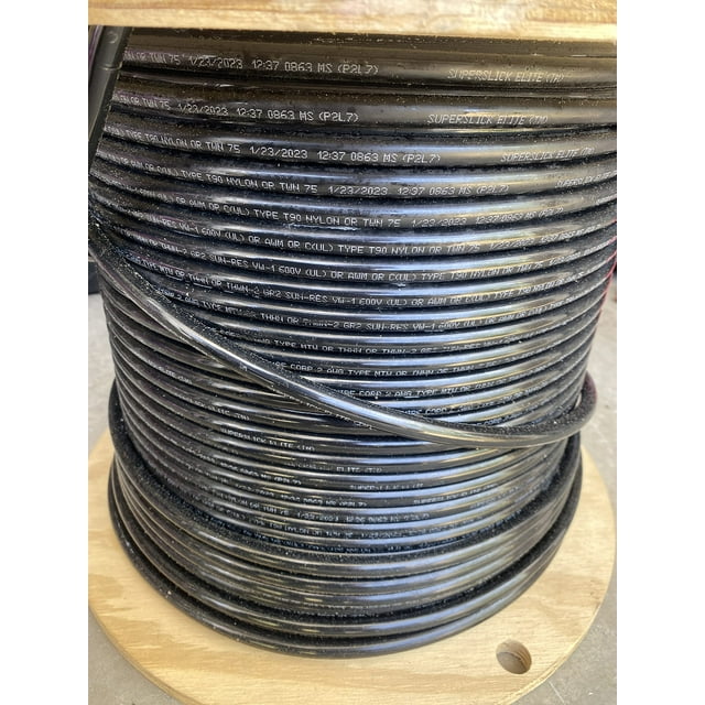 2 AWG 19-Stranded THHN Black Copper Building Wire (100ft cut)