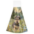 thumbnail image 2 of Different Design 2pcs Loop Hanging Bathroom Kitchen Hand Towel A Puppy Playing in A Field Butterfly Around The Dog's Head, 2 of 7