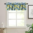 thumbnail image 3 of Lemon Flower Window Valance Curtains, Italian Navy Blue Tile Burlap Watercolor Lemon Floral Summer Fruit Valances for Farmhouse Kitchen Dinning Room Café Décor 54x18inch, 3 of 6