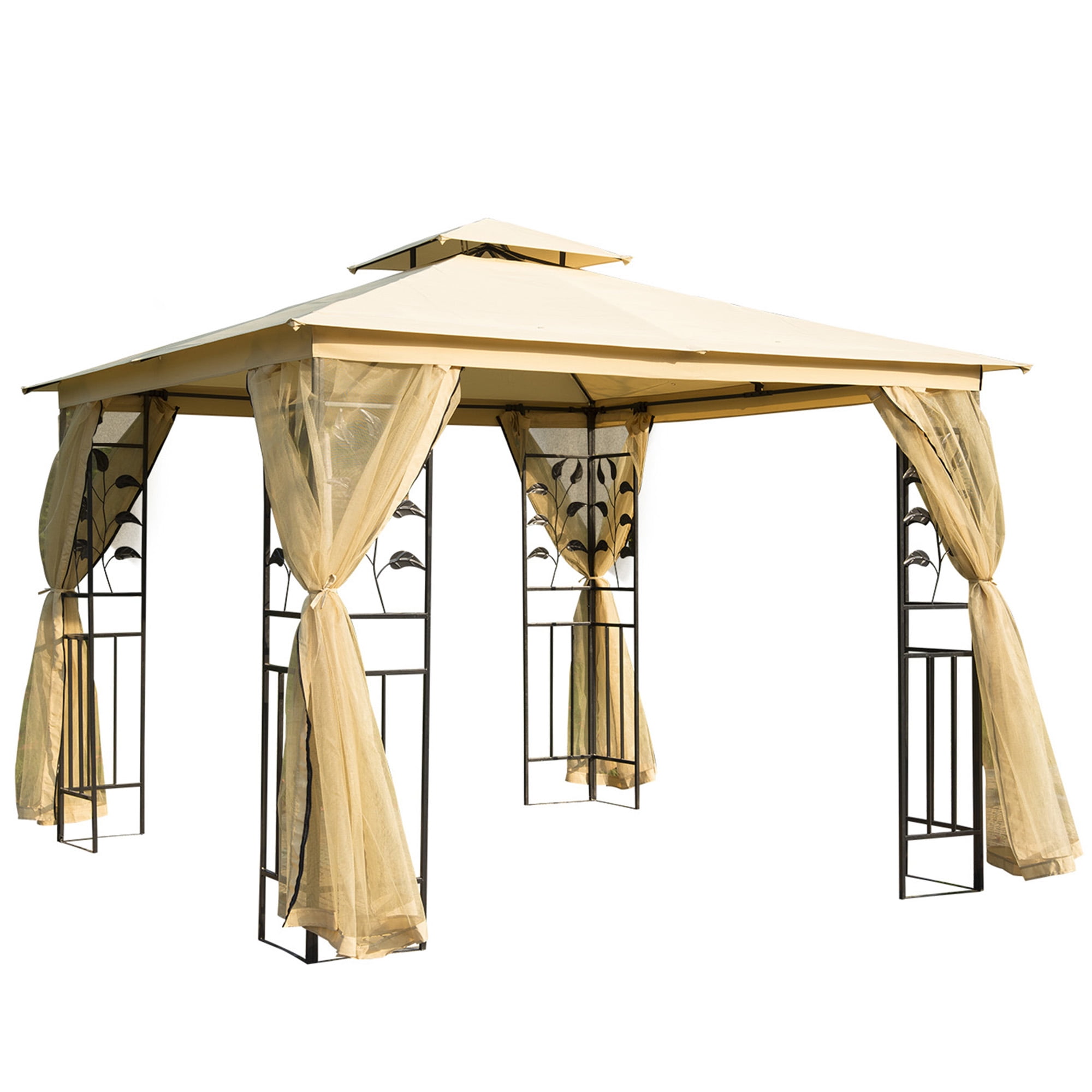 Outsunny 10' x 10' Double Canopy Patio Gazebo, Tree Motifs