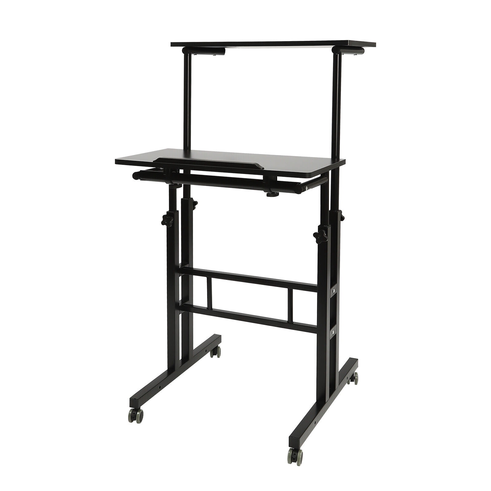 Miumaeov Mobile Stand Up Desk with Height Adjustable Standing Desk with Wheels Portable Rolling Laptop Cart for Home Office Standing or Sitting