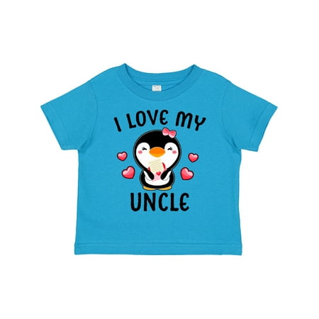 

Inktastic I Love My Uncle with Cute Penguin and Hearts Gift Toddler Toddler Girl T-Shirt