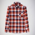 thumbnail image 3 of Men Cotton Shirts Long Sleeve Loose Tshirts Classic Plaid Tee Blouses Lapel Neck Outfit Spring Going Out, 3 of 4