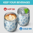 thumbnail image 4 of 12oz Stemless Wine Tumblers Blue Christmas Snowflake Pattern Vacuum Insulated Stainless Steel Travel Tumbler Cups Mug with Lid and Straw for Champaign,Cocktail,Beer with Cleaning Brush, 4 of 5