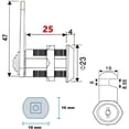 thumbnail image 4 of Cam Lock Cylinder, Cabinet Door Lock, Cylinder Cam Cam Lock For Mailbox Drawer25mm, 4 of 4