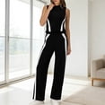 thumbnail image 2 of 2 Piece Sets for Women Plus Size Going out Two-piece Summer High Neck Casual Sleeveless Fashionable Pocket Set Wide Leg Pants Set, 2 of 5