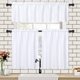 thumbnail image 2 of HA-EMORE Kitchen Valance Curtains for Windows Weave Waterproof Window Valances for Bathroom, 210GSM Thicken Fabric Rod Pocket Tailored Short Valance Cafe Curtains, 2 of 7