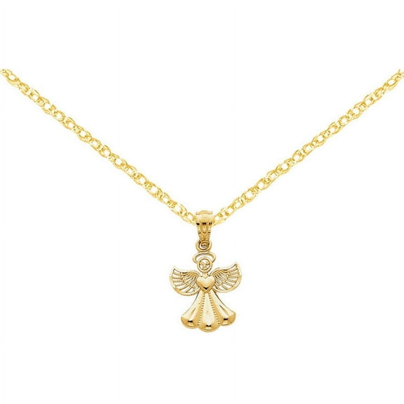 Primal Gold 14 Karat Yellow Gold Polished Angel Pendant with 18-inch Cable Chain