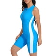 thumbnail image 4 of Charmo Womens Full Coverage One Piece Sport Swimsuit Zipper Boyleg Swimwear Color Blocked Bath Suit, 4 of 5