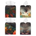 thumbnail image 2 of Sikiie Colorful Flower Meditating Hamster Leather Tissue Box Cover Square, tissue box holder, Tissue Box with Bottom Belt-5.2”x5.2”x5.2”, 2 of 7