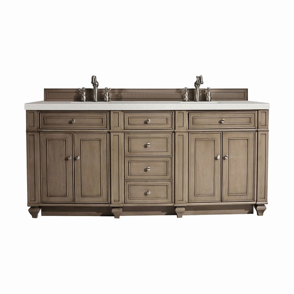James Martin Vanities 157-V72-3Ldl Bristol 72" Double Basin Walnut Wood Vanity Set - Wood