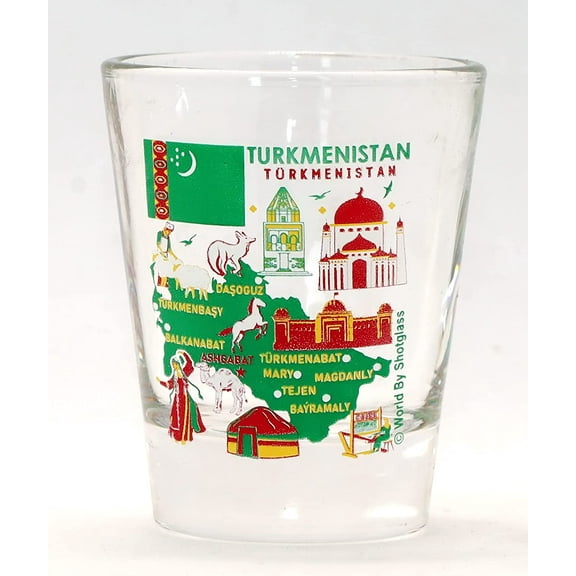 Turkmenistan Landmarks and Icons Collage Shot Glass