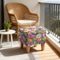 thumbnail image 4 of SCRAWLGOD Easter Egg Daisy Print Ottoman Chair Cover Ottoman Chair Slipcoversed Square Storage Stool Cover Stretch Footstool Footrest Sofa Slipcovers with Elastic Bottom, 4 of 7