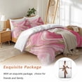 thumbnail image 7 of Pink Gradient Marble Bedding Duvet Cover Set Twin Size 4 Pieces Gold Foil Modern Abstract Bedding Set with Zipper Closure, 1 Comforter Cover 68x86 Inches 1 Flat Sheet & 2 Pillow Cases, 7 of 7