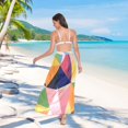 thumbnail image 7 of FORMRS Womens Long Sarong Beach Wrap Semi-Sheer Bikini Skirt Bathing Swimsuit Cover Up, Minimalist Triangles, 7 of 7