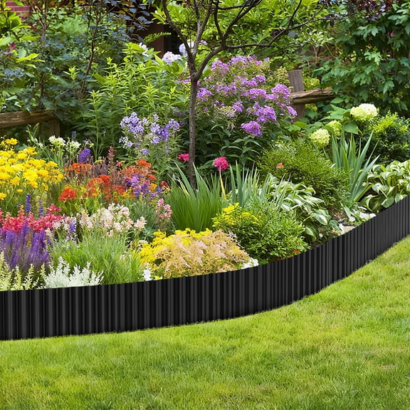 Black Flexible Garden Border Edging, 15cm x 15m - Decorative Landscape Trim