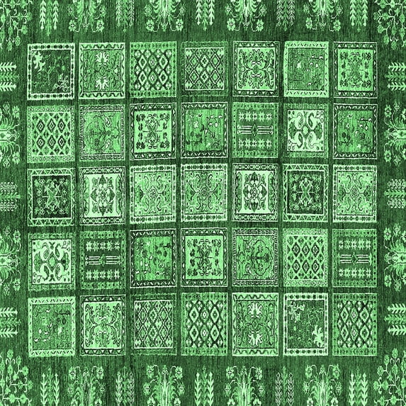 Ahgly Company Indoor Square Abstract Emerald Green Modern Area Rugs, 6' Square
