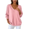 thumbnail image 3 of Liuinsasek Womens Winter V Neck Knitted Sweater Fashion Casual Basic Solid Lightweight Soft Basic Casual Pullover Top for Spring Fall Winter, 3 of 10