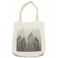 thumbnail image 1 of Country Tote Bag, Pine Trees in the Forest on Foggy Seem Ombre Backdrop Wildlife Adventure Artwork, Cloth Linen Reusable Bag for Shopping Books Beach and More, 16.5" X 14", Cream, by Ambesonne, 1 of 2