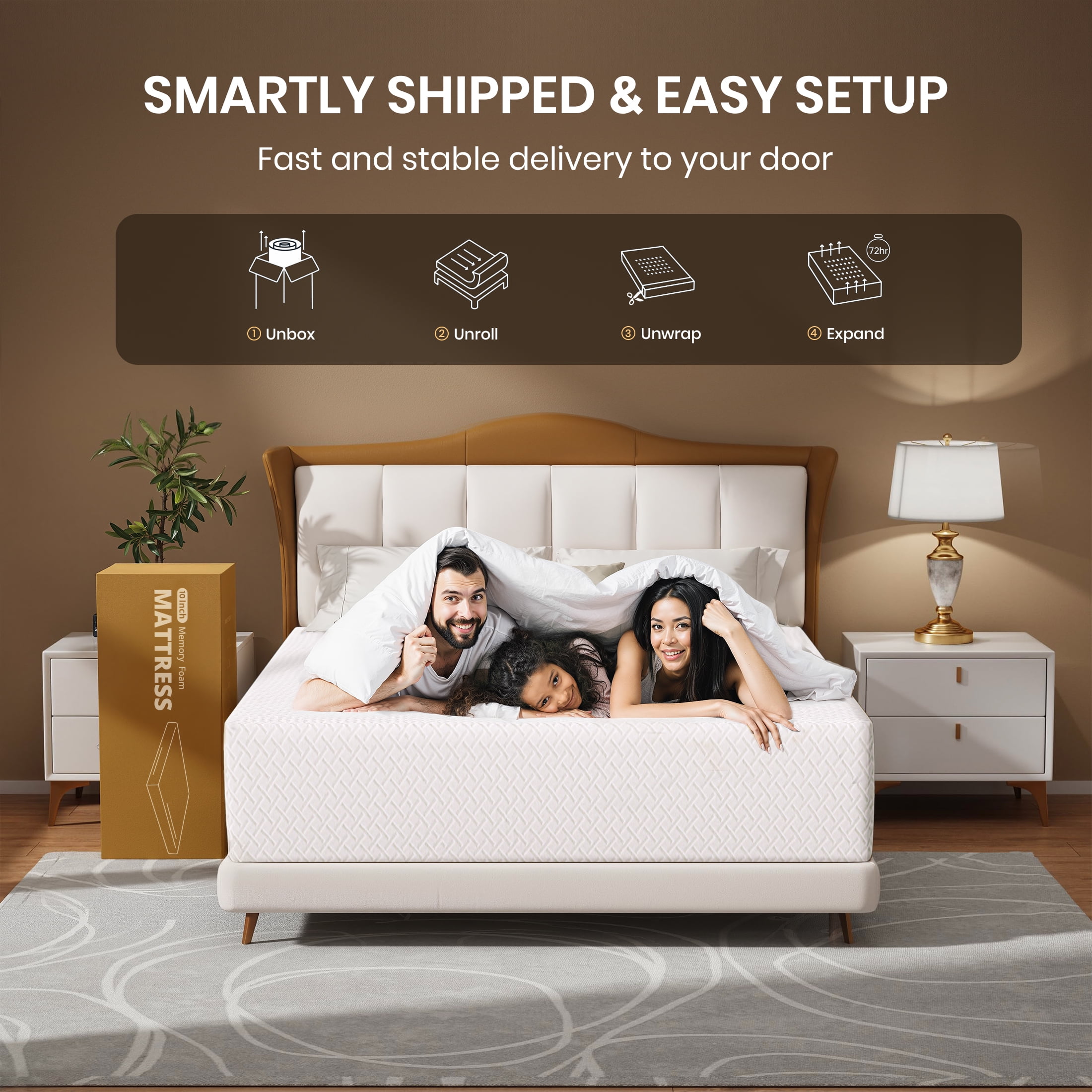 Subfun 12" King Mattress, Cooling Gel Memory Foam, Fiberglass-Free & Pressure Relief, CertiPUR-US Certified, 10-Year Warranty, Bed in a Box