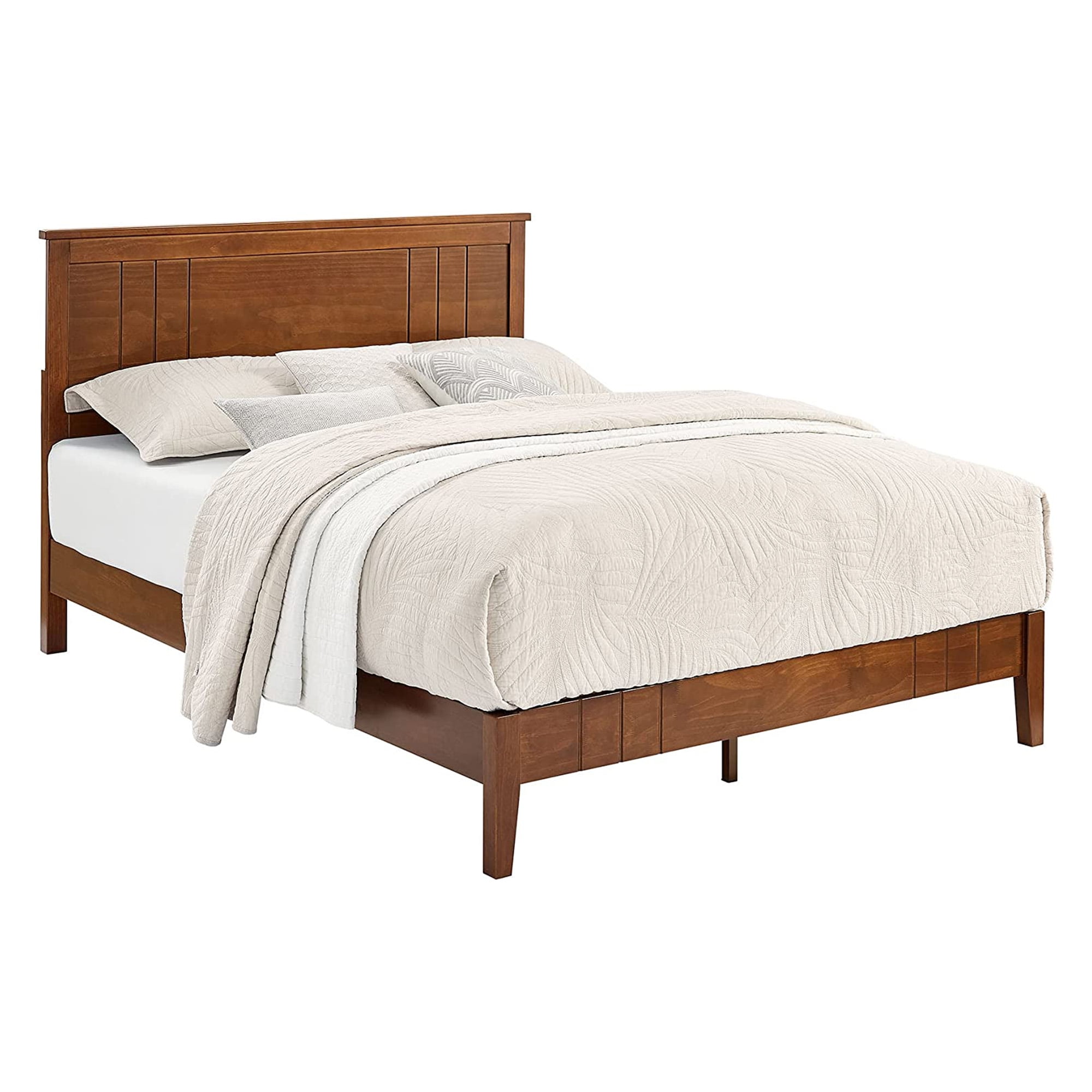 MUSEHOMEINC Mid-Century Modern Solid Wooden Platform Bed with Adjustable  Height Headboard for Bedroom,King Size Wooden Bed Frame with Headboard,Wood  