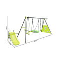 thumbnail image 7 of iRerts 6 in 1 Swing Set with Slide, Metal Outdoor Swing Sets for Kids with 2 Swings, Glider, Basketball Hoop, Soccer Goal, Swingset Playset for Kids Boys Girls, Kids Outdoor Swing for Backyard, Green, 7 of 7