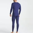 thumbnail image 4 of KeShDi Men Thermal Underwear Set Men Casual Solid Long Sleeves High Elasticity Keep Warml Underwear and Pants Suit Navy 2X, 4 of 9