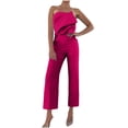 thumbnail image 1 of Soki Women's Off Shoulder Tube Top Rompers High Waist Long Wide Leg Pants Jumpsuits Open Back High Waist Jumpsuit, 1 of 8