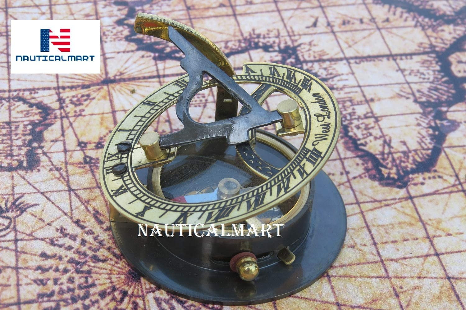 NEW 4" Sundial Compass Solid Brass Sun Dial Fully Functional Nautical Home Decor 