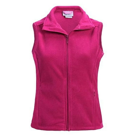 Fleece Zipper Vest - Landway Women's Micro Fleece Vest Two Center Zippered Pockets, Style 8805