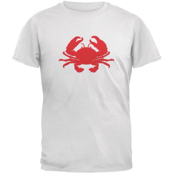 Summer - Crab Faux Stitched White Adult T-Shirt
