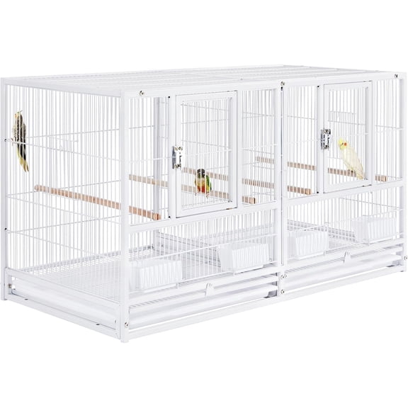 Single Stackable Center Divider Breeder Birds Parrots Rolling Breeding Cage With Side Nesting Box Doors