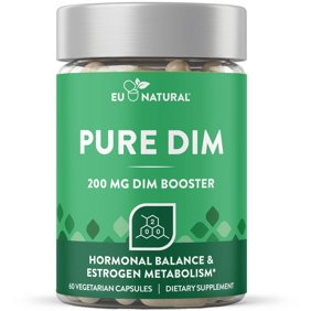 DIM Supplement Pure 200 Mg for Women or Men &ndash; Estrogen Hormone Balance Supplement for Energy, Fatigue, Stress, Menopause, Hot Flashes &ndash; Enhanced Bioavailability BioPerine &ndash; 60 Vegan Soft Capsules