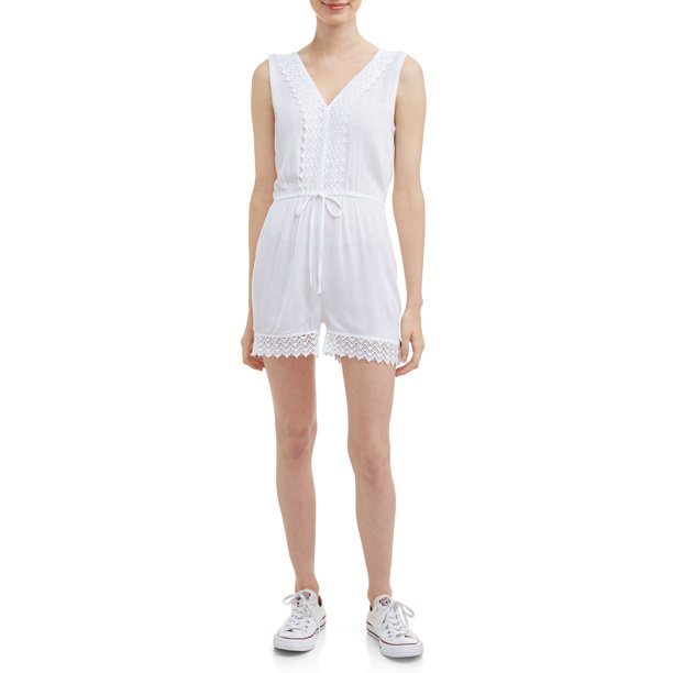 Just Class Just Class Juniors' Crochet Detail Romper