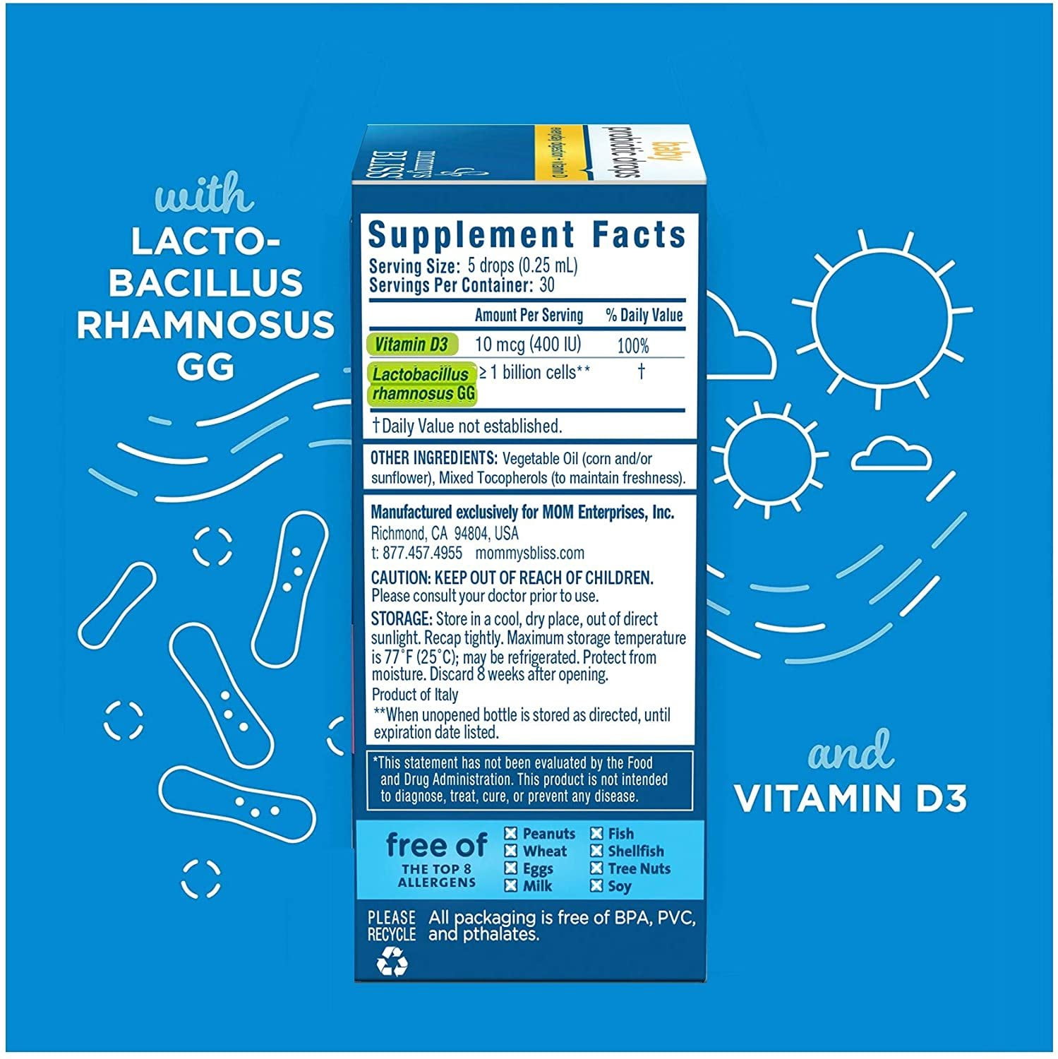 Mommy's Bliss Probiotic Drops + Vitamin D 0.34 oz - (Pack of 3)