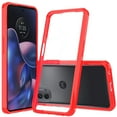 thumbnail image 2 of For Motorola Moto Edge (2022), Clear Transparent Hybrid Case Cover + Ring/ Tempered Glass  (Clear-Red), 2 of 10