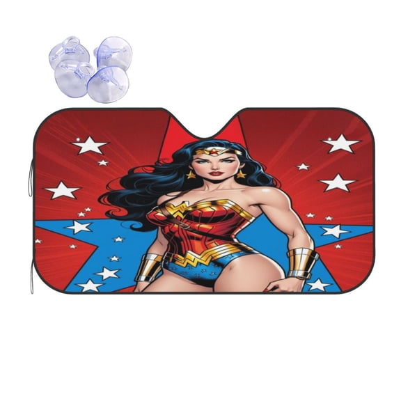 Won-der Women Car Sun Shade Windshield Cartoon Sun Shade for Car Truck & SUV Front Window Shade Protector Blocks Uv Rays and Keep Your Vehicle Cool Sun Shade Visor Shield Cover