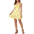 thumbnail image 1 of INSPIRE CHIC Robe à Bretelles Spaghetti avec Nœud et Pois Citron pour Femmes, 1 of 6