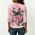 thumbnail image 6 of HongQid 3/4 Sleeve Print Top for Women Crew Neck Floral Graphic Pullover Casual Layering Outfits Spring Fall Fashion Lightweight Trendy Printed Tunic, 6 of 7