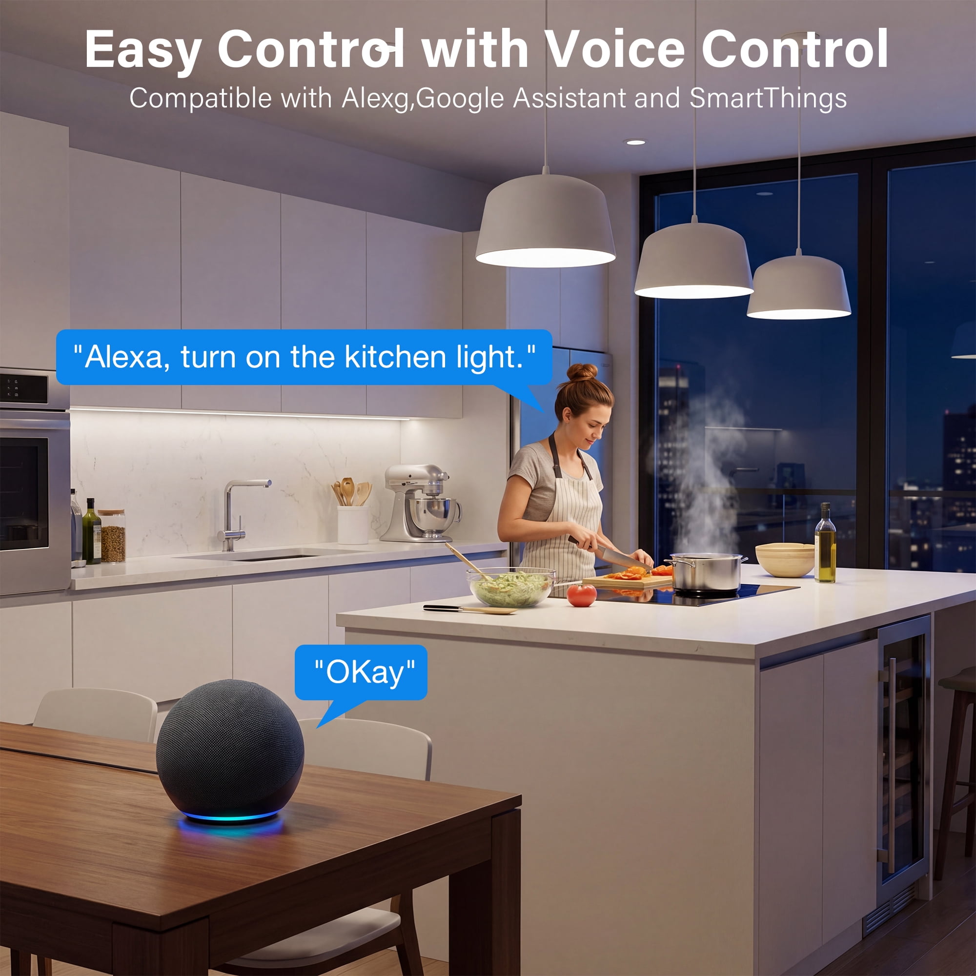 4 Pack E12 Smart WiFi LED Light Bulbs Music Sync RGB+CCT Color Changing Dimmable Candle Bulbs App & Voice Control Compatible with Alexa Google Home Timer & Group Control 2.4GHz WiFi