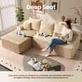 thumbnail image 3 of Ovios Corduroy L-Shaped Sectional Sofa with Chaise, No Assembly Required, Modular Comfy Couch, Beige(Left Facing Chaise), 3 of 9