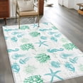 thumbnail image 3 of 3'x5' Area Rugs, Green Aqua Coastal Indoor Outdoor Area Rug for Living Room Bedroom, Nautical Jellyfish Seashells Starfish Washable Bathroom Rugs Kitchen Floor Carpet Mats Home Decor Aesthetic, 3 of 8