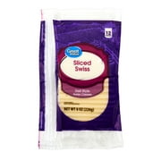 Great Value Deli Style Sliced Swiss Cheese, 8oz, 12 Slices (Plastic Packaging)