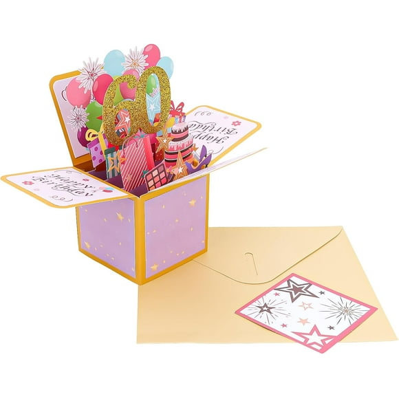 60th Happy Birthday Pop Up Cards for Women Funny Birthday Gifts for Women and Men Birthday 3D Greeting Card Unique Happy Birthday Card Birthday Gift Idea (60th)