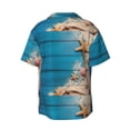 thumbnail image 2 of KLL Shells and Starfish Print Men's Shirt Short Sleeve Button Down Summer Cuba Beach Shirts- Small, 2 of 7