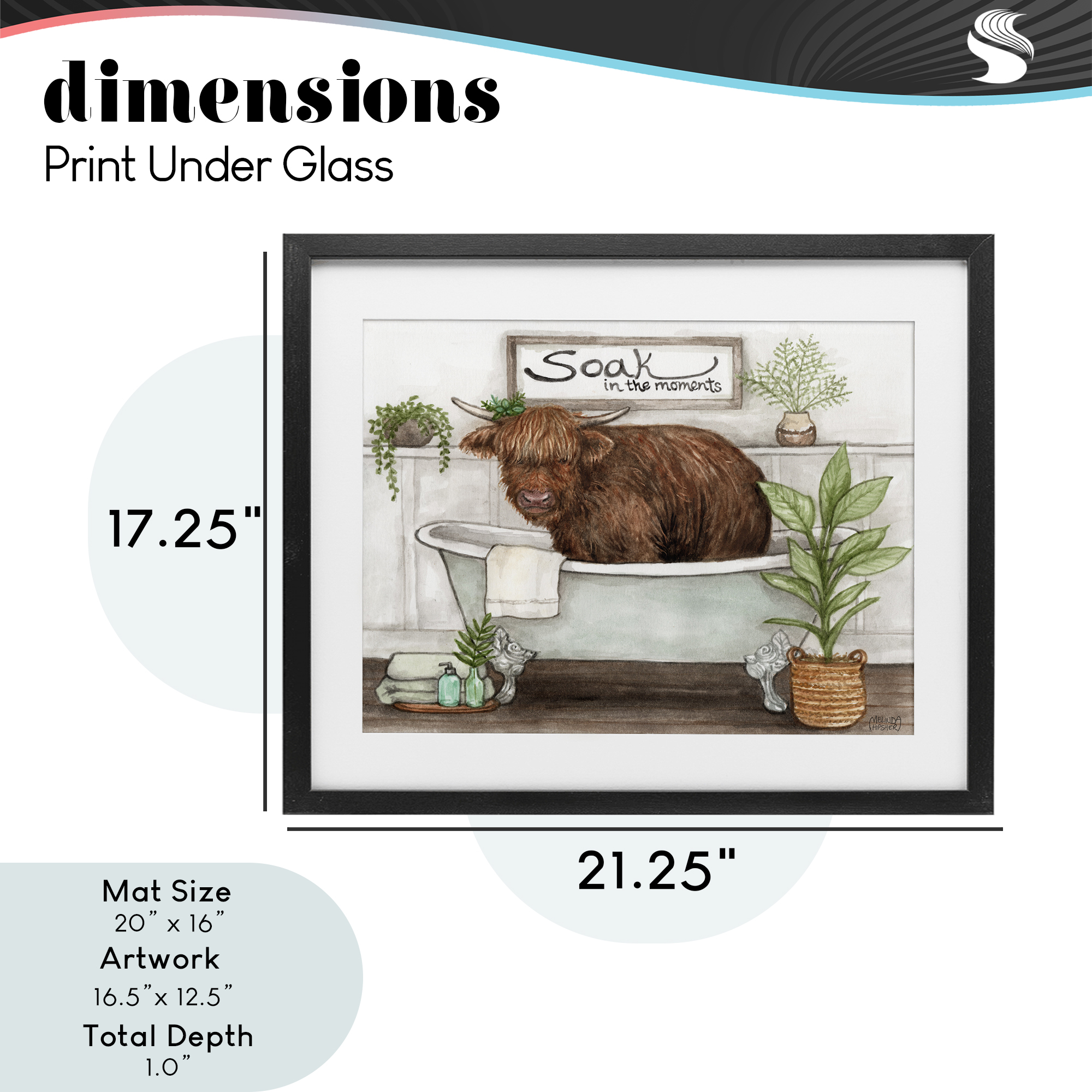 Soak In Moments Cattle Black Framed Print Under Glass, design by Melinda Hipsher