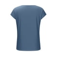 thumbnail image 5 of Htigea Women's Crewneck Henley Shirts Summer Short Sleeves Solid Color Casual Everyday Versatile Tops Navy M, 5 of 9