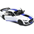 thumbnail image 2 of 2020 Ford Mustang Shelby GT500 White with Blue Stripes "Special Edition" 1/18 Diecast Model Car by Maisto, 2 of 6