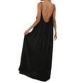 thumbnail image 4 of Women's Backless Maxi Dress, Solid Color Spaghetti Strap Loose Fit Long Dress, Casual Sleeveless Beach Dress for Vacation, Summer and Daily Wear Black XXL, 4 of 8