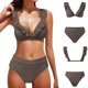 thumbnail image 2 of Gibobby Trajes de Natación para Mujer Conjunto de bikini de cintura alta con volantes para mujer, traje de baño de 2 piezas con realce triangular plisado(Marrón,XL), 2 of 5